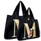 Wrapables Large & Small Nylon Reusable Grocery Bags, Initial Letter Tote Gift Bag for Wedding, Set of 2, Letter M